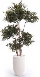 Garden Accessoirs עץ במבוק מלאכותי פרימיום 1.7 מטר UV כולל כד סנטוריני גבוהה לבן גובה 77 ס"מ