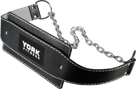 York חגורת אימון מעור עם שרשרת ברזל למתח ולמקבילים