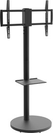 Audio Line מעמד נייד גבוה עם גלגלים למסכים עד 75″ – דגם AL-95 שחור מט