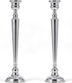 IDITA 925 זוג פמוטים מרוקעים ואלגנטיים ציפוי כסף בגימור מרוקע