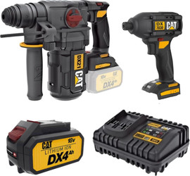 CAT סט פטישון ומברגת אימפקט 18V + סוללת 4AH CAT
