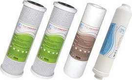 WATER LINE סט 4 פילטרים למערכת מים 4 שלבים - סנן קו +סנן ספוג + 2 סנני פחם בלוק