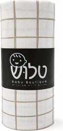 Talush סדין למיטת תינוק בצבע שמנת בהדפס משבצות