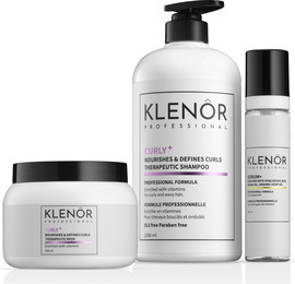 KLENOR ערכת חפיפה טיפולית- שמפו, מסיכה וסרום המסייעים בהזנת תלתלים