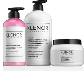 KLENOR ערכת טיפוח- שמפו, מסיכה וקרם לחות המסייעים בהזנה עמוקה לתלתלים רכים