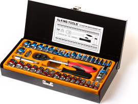 KING TOOLS סט בוקסות משולב דרייב 1/4" + 3/8" – מטרי + אינצ`י | 40 חלקים KING TOOLS