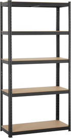 Nice drive כוננית מתכת 5 מדפים MDF 180×70×40 שחור – עומס 175 ק״ג למדף (2 ב־1)