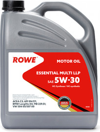 ROWE שמן מנוע 5W30 סינטטי 5 ליטר | ROWE ESSENTIAL MULTI LLP | API SN/CF | ACEA C3 | מתאים לבנזין ודיזל