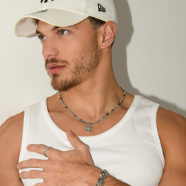 ASAF & TOMER שרשרת אבני טרולייט עם תליון שמש לגבר