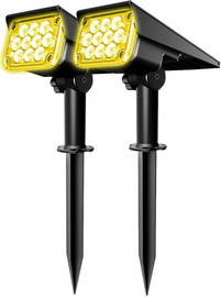 Solarlight תאורת חוץ - זוג ספוטים סולאריים 20 לדים דגם עדן צבע אור לבן חם | תאורה ממוקדת