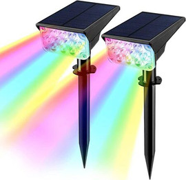 Solarlight זוג ספוטים סולאריים 20 נורות לד דגם עדן RGB | תאורה ממוקדת סולארית