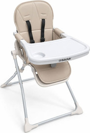 Baby Safe כסא אוכל דגם Fold & Go מבית BabySafe - צבע לבן עם ריפוד בז'