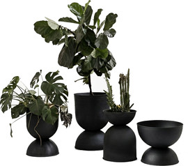 לבנה עיצובים אגרטל מתכת שעון חול מעוגל – Curved Hourglass Metal Planter שחור