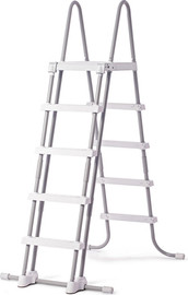INTEX סולם עם מדרגות נשלפות 132 סמ 4 שלבים דו כיווני + משטח דריכה עליון INTEX לבריכה ביתית, דגם 28077