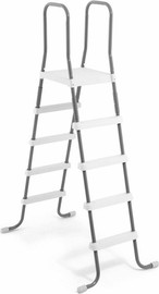 INTEX סולם אפור 132 סמ 4 שלבים דו כיווני + משטח דריכה עליון INTEX לבריכה ביתית, דגם 28067