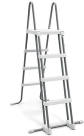 INTEX סולם עם מדרגות נשלפות 122 סמ 3 שלבים דו כיווני + משטח דריכה עליון INTEX לבריכה ביתית, דגם 28076