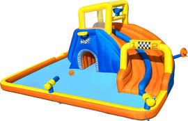 BESTWAY מתנפח  מים הכולל מגלשה דו מסלולית+קיר טיפוס+בריכה+מנהרה+2 תותחי מים, דגם 53377 Bestway