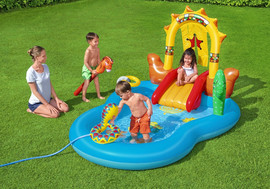 BESTWAY בריכת פעילות BESTWAY, בעיצוב המערב הפרוע, הכוללת מגלשה, מתז מים ובריכת שכשוך, דגם 53118