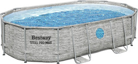 BESTWAY ערכת הכל כלול קלאסיק בריכת BESTWAY אולטרה אובלית 107*305*488 דמוי בריקים+2 חלונות דגם 56946C