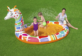BESTWAY בריכה מתנפחת BESTWAY בעיצוב ג'ירפה מתוקה הכוללת מתז מים, דגם 53089
