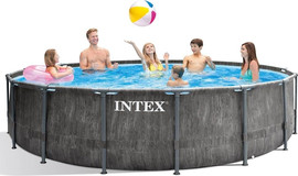 INTEX בריכת INTEX עמודים עגולה קוטר 457 עומק 122 סדרת GREYWOOD PRISM FRAME דגם 26742