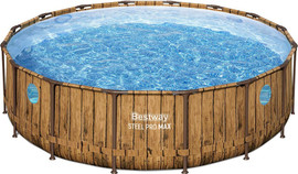 BESTWAY בריכת BESTWAY אולטרה דמוי עץ+4 חלונות, קוטר 488 עומק 122 Steel Pro Max דגם 56725