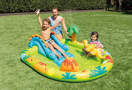 INTEX בריכת פעילות INTEX בעיצוב דינוזאור מתוק, הכוללת מגלשה, מתז מים ודינוזאור מתנפח, דגם 57166