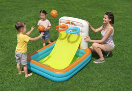 BESTWAY בריכה מתנפחת BESTWAY הכוללת משחקי כדור (כדורגל/כדורסל/בריכת כדורים), דגם 52728
