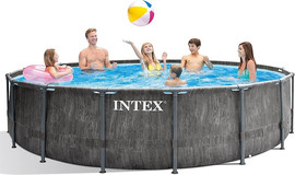 INTEX בריכת INTEX עמודים עגולה קוטר 457 עומק 122 סדרת GREYWOOD PRISM FRAME דגם 26742-1