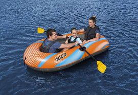 BESTWAY ערכת סירה מתנפחת ל-3 משתמשים, סדרת KONDOR 3000 הכוללת זוג משוטים ומשאבת אוויר BESTWAY דגם 61146