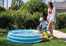 INTEX בריכת INTEX עגולה מתנפחת, הכוללת הדפס פסיפס כחול בתחתית, דגם 58467