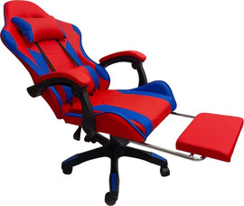 KIDSTORE כיסא גיימינג ארגונומי איכותי עם הדום נשלף + נקודת עיסוי, לנוער ולמבוגרים, צבע: אדום-כחול