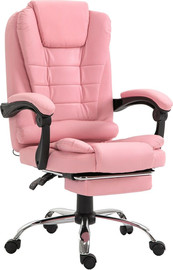 KIDSTORE כיסא מנהלים ארגונומי יוקרתי ואיכותי דמוי עור, כולל הדום נשלף + נקודת עיסוי, בגוון ורוד