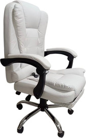KIDSTORE כיסא מנהלים ארגונומי יוקרתי ואיכותי דמוי עור, כולל הדום נשלף + נקודת עיסוי, בגוון לבן