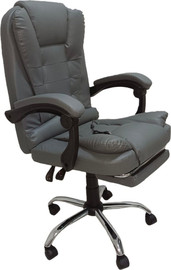 KIDSTORE כיסא מנהלים ארגונומי יוקרתי ואיכותי דמוי עור, כולל הדום נשלף + נקודת עיסוי, בגוון אפור כהה