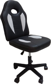 KIDSTORE כיסא תלמיד ארגונומי איכותי דמוי עור, כולל מנגנון הגבהה/הנמכה, בגוון שחור בשילוב לבן