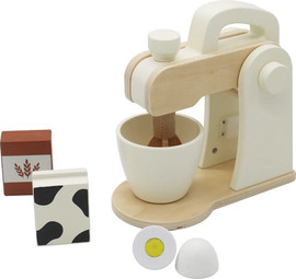 KIDSTORE מכשיר מיקסר מעץ לילדים/ות כולל קערה+קרטון חלב+קרטון קמח+ביצה, מק''ט W10D846