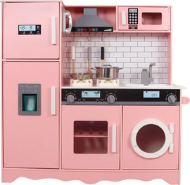 KIDSTORE מטבח אלקטרוני מעץ לילדים דגם אביגיל בגוון ורוד אפרסק, מק''ט AW10C991B