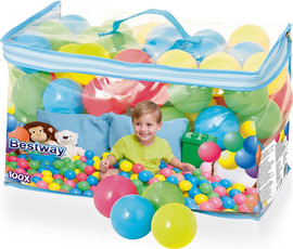 BESTWAY סט של 100 כדורי פלסטיק צבעוניים BESTWAY, דגם 52648
