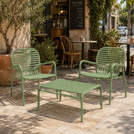 FUNYARD פינת קפה מעוצבת לשימוש חוץ דגם אלה ירוק אבוקדו