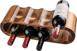 פוטו נגבה מעמד עץ ל-8 בקבוקי יין "Wine-Rack" מעץ Acacia איכותי