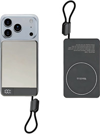 פוטו נגבה פאוור בנק סוללת גיבוי מתכתי 10,000mAh משולב מטען אלחוטי 15W וכבל Type-C מובנה