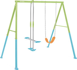 INTEX נדנדת שני חלקים נדנדה גמישה ונדנדת וגלישה לחצר לילדים 2.35*2.35*2 מטר 44120 מבית INTEX