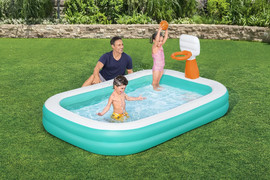 BESTWAY בריכה מתנפחת לילדים מלבנית עם כדורסל 2.51*1.68*1.02 סמ 54445 מבית BESTWAY