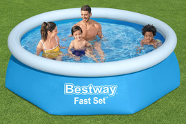 BESTWAY בריכה משפחתית עגולה שפה מתנפחת 305*76 סמ FAST 57266 מבית BESTWAY
