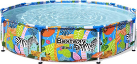 BESTWAY בריכת עמודים עגולה כחולה בעיצוב טרופי 300*66 סמ 56985 מבית BESTWAY