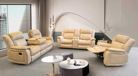BED CITY סלון 3+2 ריקליינר מעוצב דגם קלאוד שמנת