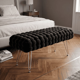 BED CITY הדום קלאוד גדול שחור מבד קטיפה