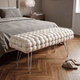 BED CITY הדום קלאוד גדול שמנת מבד קטיפה