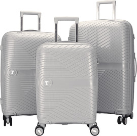 TITANIUM סט מזוודות בלתי שבירות מתרחבות וחזקות במיוחד! צבע: אפור